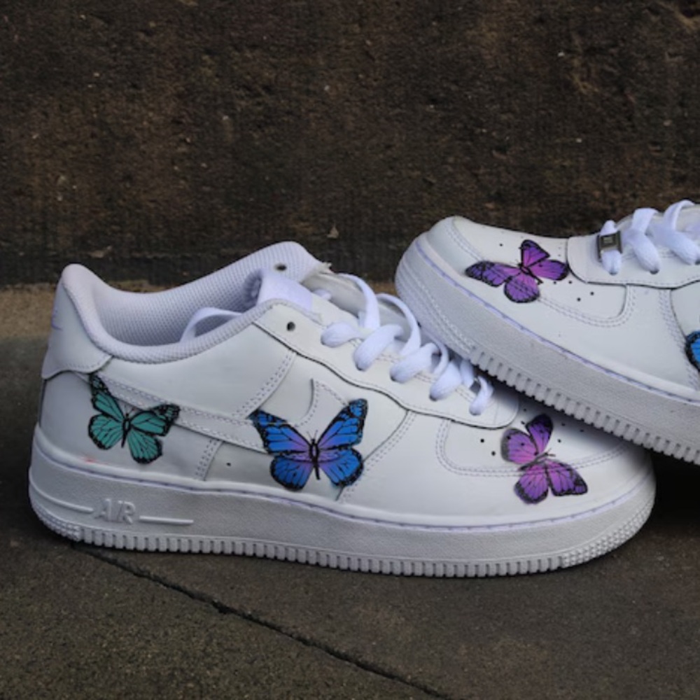 Nike Air Force Ones with Butterflies